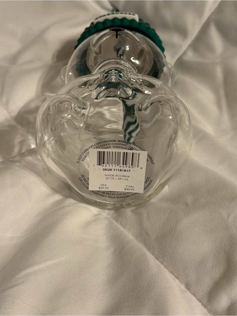 Starbucks Barista Bear Glass Cup 20oz - Picture 3 of 3